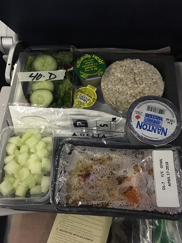 Image of my gluten-free dinner on Delta