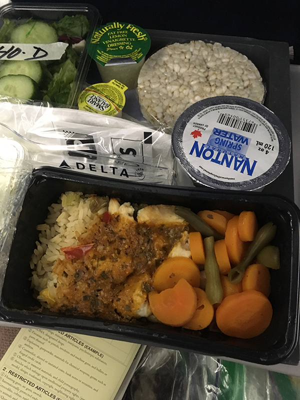 A closer look of my gluten-free dinner on Delta