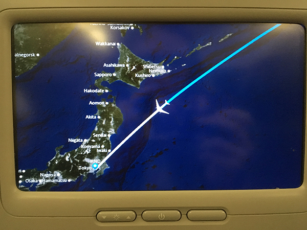 Image of the flight tracker as we approached Tokyo